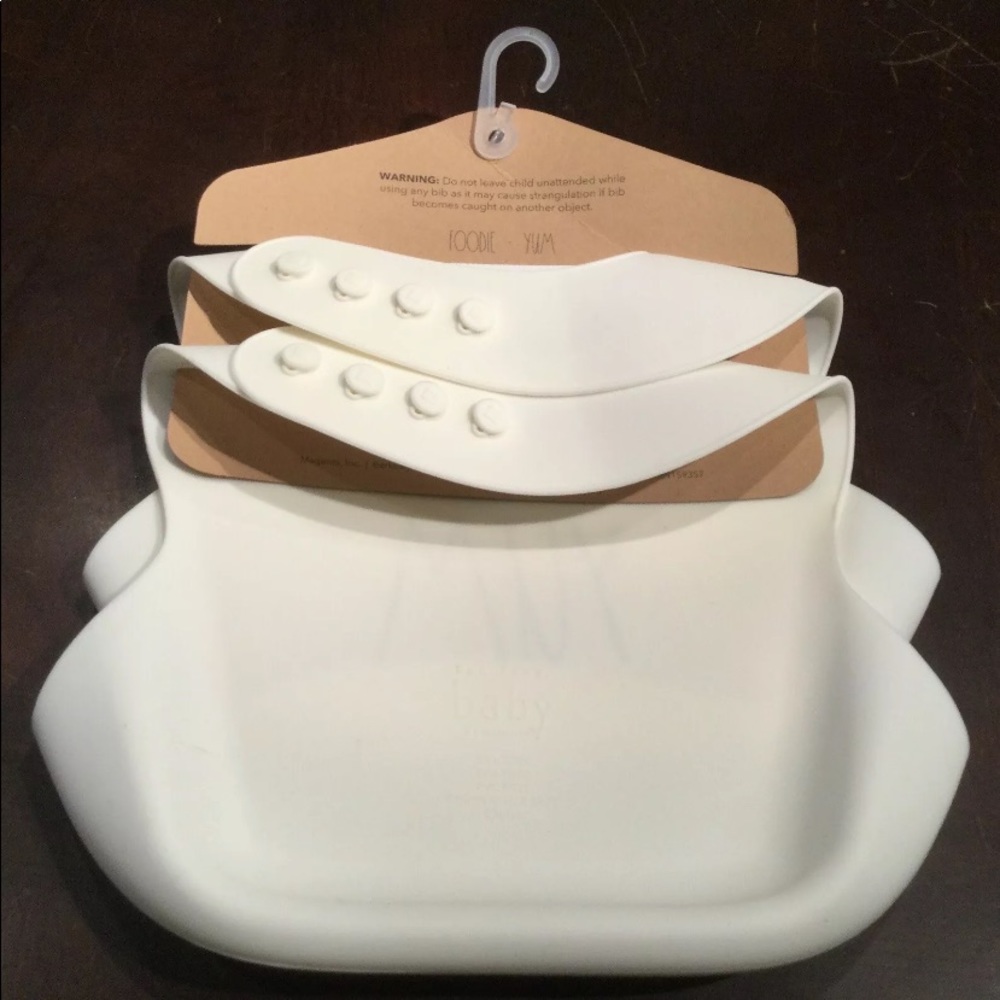 Rae Dunn Silicone Baby Bibs Set of 2 Foodie & Yum - Picture 3 of 3